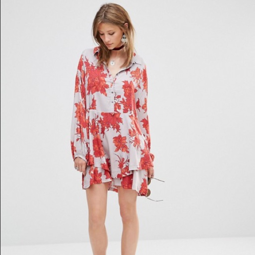 Free People Shake It Mini Shirt Dress Tunic Floral Small
